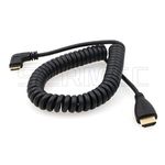 SZRMCC Left Angled Mini HDMI to Full HDMI High Speed Coiled Cable for Canon Sony DSLR Camera ATOMOS Monitor (Left Mini HDMI-HDMI)