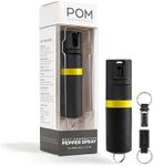 POM Pepper Spray Black Flip Top Keychain - Maximum Strength OC Spray Self Defense - Tactical Compact & Safe Design - Quick Key Release - 25 Bursts & 10 ft Range - Accurate Stream Pattern