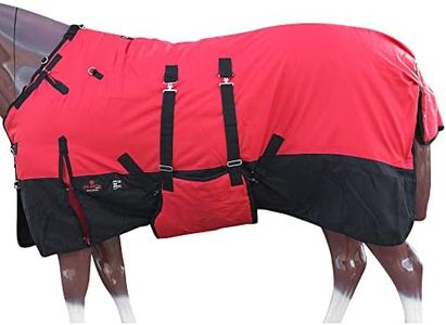 HILASON 1200D Winter Waterproof Poly Horse Blanket Belly Wrap Red | Horse Blanket | Horse 72 in