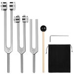 Tuning Forks for Healing Set (128Hz, 256Hz, 512Hz), Tuning Fork Aluminium Alloy Medical Tuning Fork Set for Sound Therapy Healing