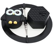 Vitakiwi Wax Silicone Container 26ml Hexagon 11ml Owl with 4.92" Round Mat and 4.8" Stainless Steel Carving Tool (Black)