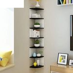 HIURYD Zig Zag Engineered Wood Floating Corner Rack Shelves for Living and Bedroom Decoration (MDF- Medium Density Fiber) Corner Décor(Many colors are available) (Large, Black/White)