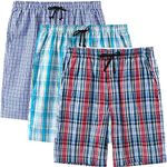 MoFiz Men's Sleepwear Shorts Pajama Bottom Lounge Short Plaid Button Open Fly 3Pack, Multi-3pack-01, X-Large