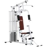 HOMCOM Multi-Exercise Gym Workout Station, 45Kg Weight Stack Training System, Full Body Fitness for Home Gym, White