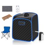 RELAX4LIFE Portable Sauna Tent, 3L Sauna Pot Bath Box with 9-Gear Adjustable Temperature & Timer, Chair, Mat, Herbal Box & Massage Foot Roller, Steam Cabin Home Sauna Spa for Relaxing Body (Black)