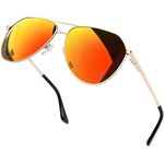 Joopin Orange Red Aviation Sunglasses Polarized High Protection, Gold Military Mirrored Sun Glasses, Orange Tint Shades for Men Women