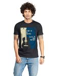 Dwadash Men's Slim Fit Life is a SONG Love is The MUSIC Quote Guitar Graphic Printed Slim Fit Half Sleeve Tshirt (Black;Large)