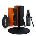 Kulloomii 7pcs Vinyl Record Cleaning Kit, Velvet & Microfiber Brushes, Anti-Static Cleaner, Label Protector, Air Blower, Stylus Brush, Velvet Brush Cleaner, Black, Fabric & Silicone Handle Materials