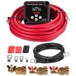 VEVOR Dual Battery Isolator Kit, 12V 140 Amp 20 ft 6AWG, Manual and Automatic VSR Voltage Sensitive Relay with Voltmeter, LCD Screen, Smart Battery Isolator, Compatible with Lithium Batteries, for UTV