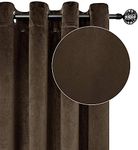 TEXTILES CASA Velvet Blackout Thermal Insulted Curtains for Door Summer, 8 Feet Long, Brown, Set of 2