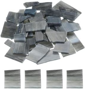 MECCANIXITY 200g Mosaic Tiles Irregular Glass Mosaic Tiles Stained Mosaic Glass Pieces for Home Decoration Art Crafts DIY Projects Gray White
