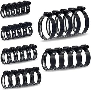 ISPINNER 30pcs Black Hose Clamps 6-51mm(1/4"-2") Adjustable Range 304 Stainless Steel Worm Gear Hose Clamps 6 Sizes Assortment Kit for Plumbing, Automotive, Mechanical Applications (Black)