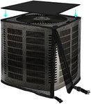 TRELC Outdoor Air Conditioner Cover, All Seasons Mesh Breathable AC Unit Cover with Detachable Waterproof Top, Air Conditioner Defender Cover for Outside Cottonwood, Leaves (35.4" x 35.4" x 39.4")