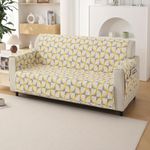 HOKIPO Polyester 2 Seater Quilted Sofa Cover with Pockets, Windmill Cyber Yellow (IN-739-D2)