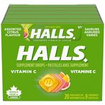 Halls Vitamin C Assorted Citrus Cough Drops 9 count, 20 Packs