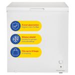 Russell Hobbs White Chest Freezer 198L Freestanding with 5 Year Warranty, Adjustable Thermostat, Chill or Freeze Function, 4 Star Freezer Rating & Suitable for Outbuildings & Garages RH198CF0E1W