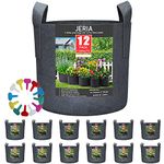 JERIA 12-Pack 3 Gallon, Vegetable/Flower/Plant Grow Bags, Aeration Fabric Pots with Handles (Black)