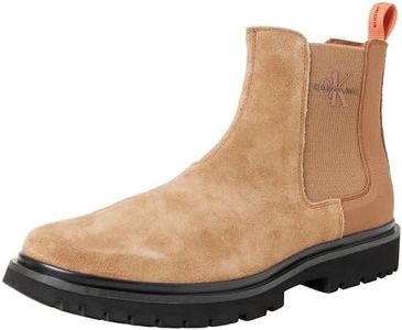Calvin Klein Eva Mid Chelsea Boot Suede YM0YM00764, Stivaletto Medio Uomo, Marrone (Monks Rob/Black/Orange Pop), 46 EU