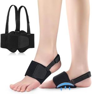 Arch Support Braces for Plantar Fasciitis Relief (Black Pair), Adjustable Compression Bands with Gel Pads Arch Support Sleeves for High Arch, Flat Feet, Feet Pain Relief Unisex