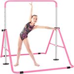 ITHWIU Extensible Creative Gymnastics Bar, Foldable Horizontal Bar with Adjustable Height, Practice Bar Gymnastic Family Training for Children, Pink.