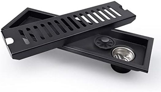 LERANXIN Drain Strainer, 30 x 10 cm, Black Floor Drain with Stainless Steel Grate, Floor Drain Basement, Rectangular, Shower Drain Hair Catcher, for Toilet, Bathroom, Kitchen, Balcony