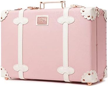 urecity Vintage and Cute Carry-on Overnight Case Non-wheeled Mini Leather Trunk Suitcase with Shoulder Strap