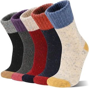 Sandsuced Wool Warm Socks for Women Winter Hiking Thick Boot Thermal Cabin Cozy Crew Work Soft Ladies Socks 5 Pack(Colorful (5 Pairs))