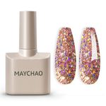 MAYCHAO 15ML Glitter Gel Nail Polish, 1Pc Princess Glitter Gel Nail Polish, Soak Off UV LED Nail Gel Polish Nail Art Starter Manicure Salon DIY at Home, 0.5 OZ