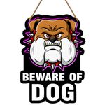 Generic PNF Beware of Dog Quote Printed Home Wall Door Sign Hanging (Wooden, 11x9 Inch,Brown)-37-1, Medium