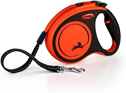 FLEXI® Xtreme M - Extra Robust Retractable Leash with 16 ft Extra Strong Tape | Protector Belt with Reflective Components | Handle Adjustment | Orange/Black