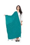 TMS Woman's Embroidered Chiffon Dupatta Scarf Shawl Wrap Soft Indian Bridal Wedding (Teal)