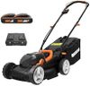 Worx WG779E.2 40V 34cm Cordless Lawnmower, ideal for Gardens up to 230㎡, Cut-to-Edge, striped Lawn Roller, foldable Handle, PowerShare, includes 2x 2.0Ah Batteries, Charger & 30L Grass collection bag