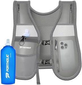 PORTHOLIC Running Vest for Women Men with 470ml/17oz Water Bottle |Adjustable Hydration Vest|Reflective |Lightweight |6 Pockets |Breathablefor Running Accessories for Hiking Running(Silver,Medium)