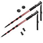 Crown Sporting Goods 43-Inch Red Shock-Resistant Adjustable Trekking Pole and Hiking Staff, Set of Two