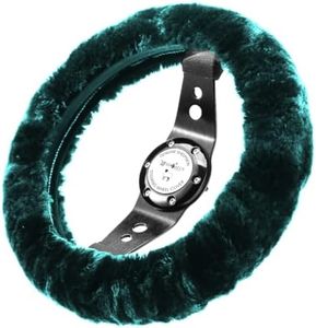 Andalus Brands Australian Sheepskin Steering Wheel Cover, Anti-Slip Universal 15 Inch Fuzzy Steering Wheel Cover Offers a Plush Velvet-Like Touch, Eco-Friendly Steering Wheel Cover (Alpine Green)