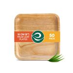 ECO SOUL [6 inch, 50-Pack Areca Palm Leaf Square Plates | Disposable Eco-Friendly Biodegradable Like Bamboo Wood Plates | Party, Wedding, Event Plates (15 cm)