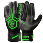 SPORTOUT Goalkeeper Gloves, Football Gloves, Goalkeeper Gloves with Fingersave, Goalie Gloves, Breathable Football Goalkeeping Gloves, 4mm Latex, for Kids Youth and Adult (Green, 7)