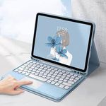 Keyboard Case for iPad 9th 8th 7th Generation/Air 3 Pro 10.5 inch,Cute Round Key Touchpad Detachable Keyboard Case with Pencil Holder for iPad 10.2''/ iPad 10.5" (Blue)