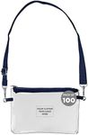 DISCOUNT PROMOS Custom Tulia Transparent Carrying Bags Set of 100, Personalized Bulk Pack - Clear Plastic, Promotional Event Essentials - Navy Blue