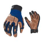 Vgo 1Pair Safety Leather Work Gloves,Mechanics Gloves,Impact Gloves,Anti-Vibration Gloves,Rigger Gloves,Heavy Duty(Size L,Blue,CA7725IP)