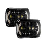 VESTER 5x7 7x6 Led Headlights with DRL, 170W Rectangular Headlamp with High Low Beam H6054 5054 Sealed Beam Headlight for Jeep Wrangler YJ Cherokee XJ H5054 H6054LL 6052 6053, 2Pcs Black