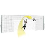 Open Goaaal Football Goal & Backstop Net with Rebounder - Large Size Adjustable Width - Football Sports Netting for Backyard Barrier