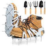 Lawn Aerator Shoes with 5 PCS Garden Tools Set, Yuepin Lawn Aerator Sandals with Shoelaces, Spiked Aerating Sandals for Yard Patio Lawn Grass Garden, One Size Fits All