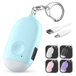 Rechargeable Self Defense Keychain Alarm – 130 dB Loud Emergency Personal Siren Ring with LED Light – SOS Safety Alert Device Key Chain for Women, Kids, Elderly, and Joggers by WETEN (Blue)