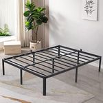 TATAGO Heavy duty Bed Frame Full Size 140 x 195 cm | Double Size Metal Platform Bed Frame | 41 cm Under Bed Storage| For Adults, Kids, Teenagers | Black