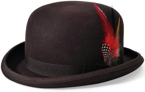 Mens Bowler Hat 100% Wool Black Womens Derby Hats with Feather Costume Hats Short Brim Felt Fedora Hat Dress Up