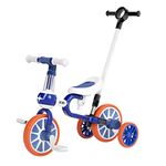 XJD 3 in 1 Baby Balance Bike for 2 to 4 Years Old Boy Girl Tricycle for Kids Toddler First Bike Child Trike Infant 4 Wheel Balance Bicycle with Adjustable Seat Detachable Pedal Training Wheel (BlueHandle)