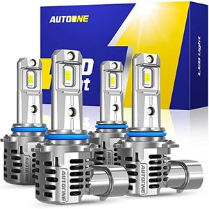 AUTOONE Upgraded 9005 9006 LED Bulbs Combo 6500K White, 40000LM 600% Brighter 9005/HB3 9006/HB4 LED Fog Light Bulbs Plug and Play, Pack of 4