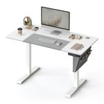 SONGMICS Electric Standing Desk, Height Adjustable Desk, 60 x 120 x (72-120) cm, Continuous Adjustment, Spliced Tabletop, 4 Memorable Heights, Classic White and Dove Grey LSD015W12