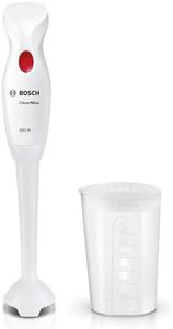 Bosch Stabmixer CleverMixx MSM14000, Abnehmbarer Mixfuß, Ergonomischer Griff, leichtes Gehäuse, 4-Klingen-Messer, einfache Reinigung, 400 W, weiß/rot